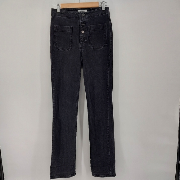 Reformation Elsie Mojave Straight Leg Jeans Exposed button fly and patch pockets - Picture 3 of 10